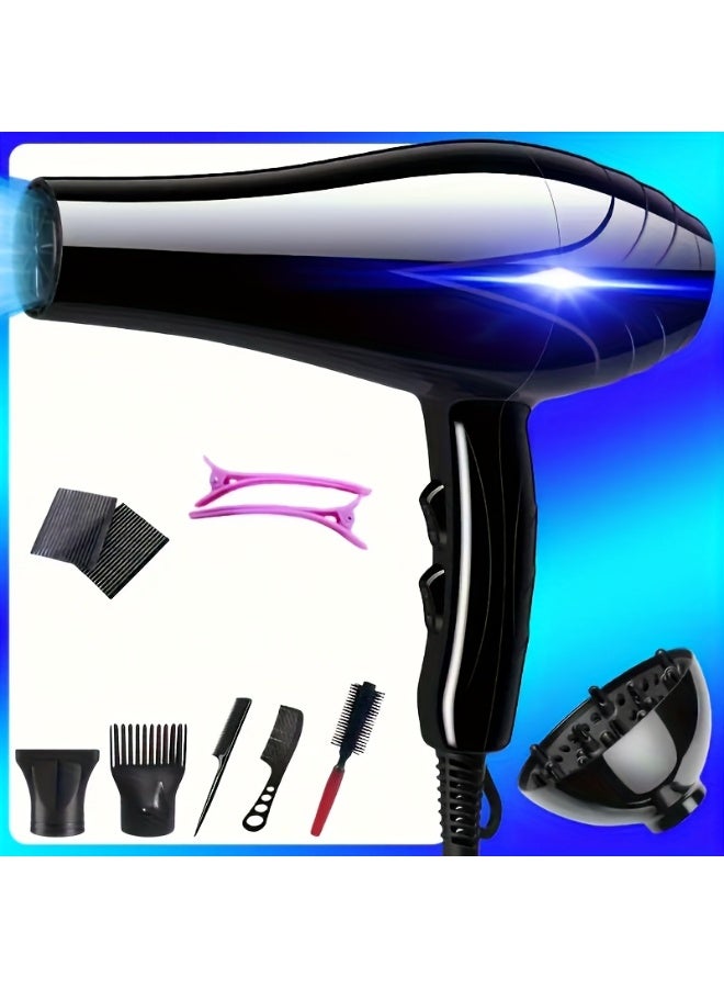 8-in-1 Ionic Hair Dryer, Salon Professional Blow Dryer  Fast Drying with 2 Speed, 3 Heat Setting, with Diffuser, Nozzle, Concentrator Comb for Curly and Straight Hair，comb - Image 4